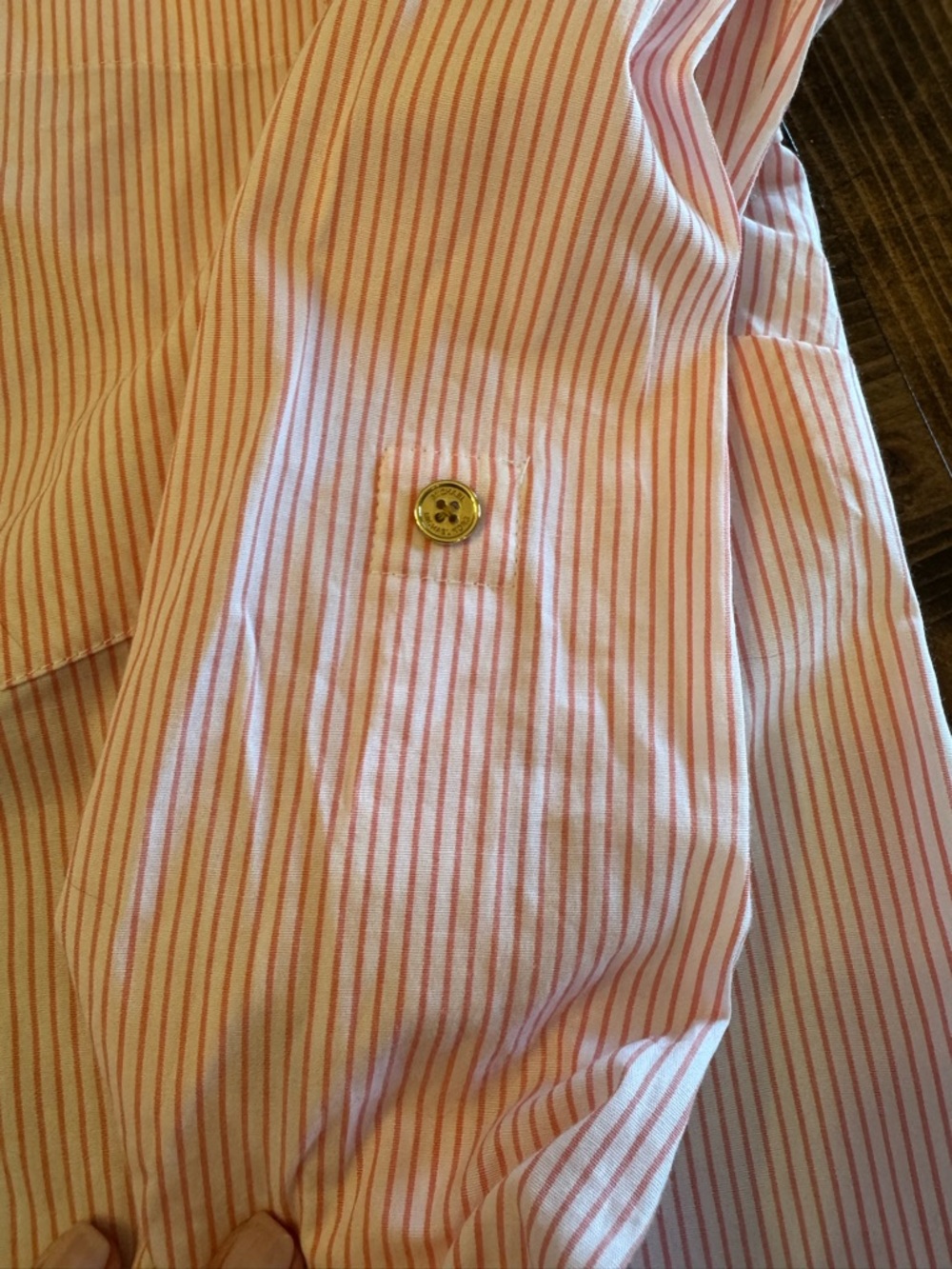 NWT Michael Kors Women’s Caribbean Pink Striped Button-Up Shirt Size M - Picture 3 of 9